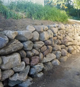 a stone retaining wall